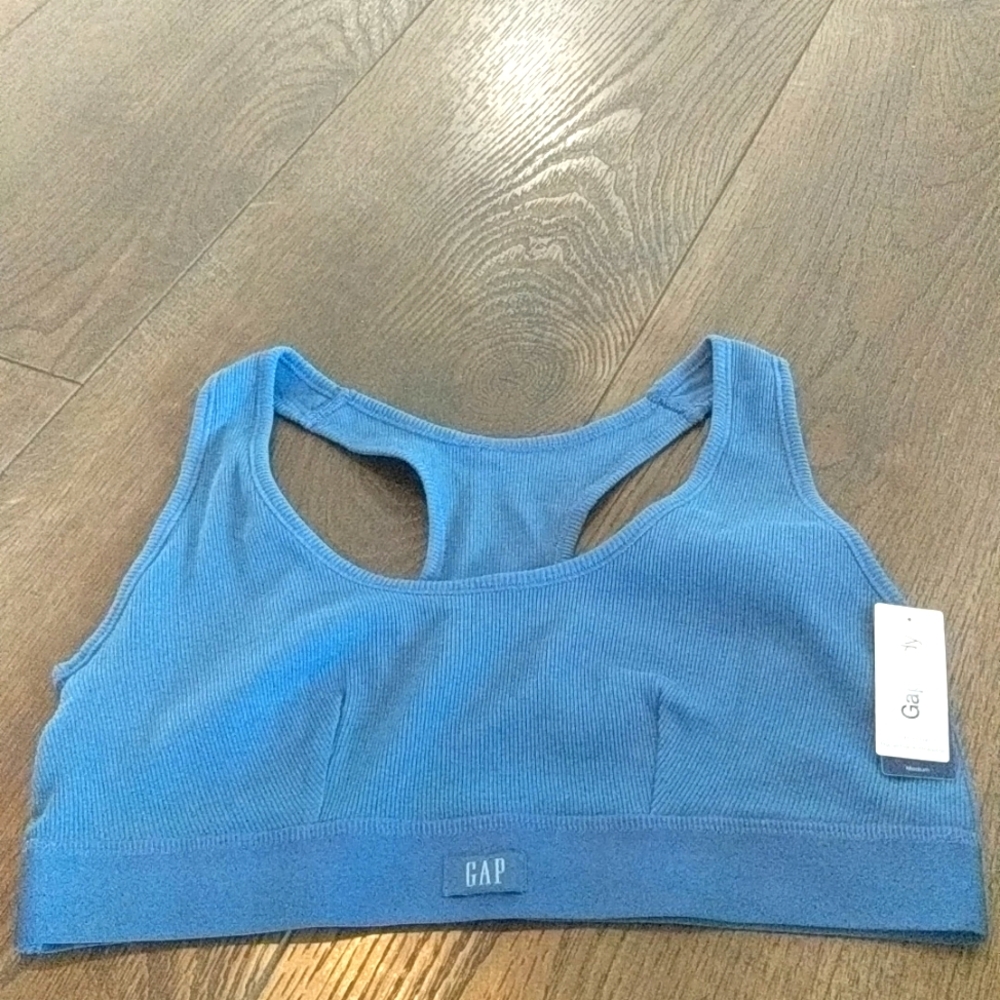 GapBody Ribbed Racerback Bralette Blue Medium  Style #GPW01051